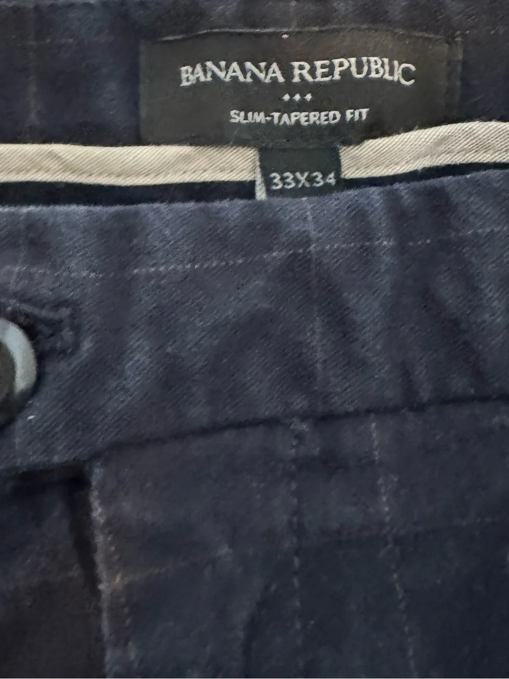 Banana Republic Navy Windowpane Slim Chinos